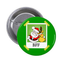 Santa & Reindeer  BFF's Pinback Button