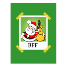 Santa & Reindeer  BFF's Postcard