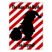 Santa Silhouette Candy Cane Stripe Christmas Card