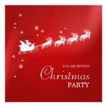 Santa Sleigh Red Christmas Party invitation