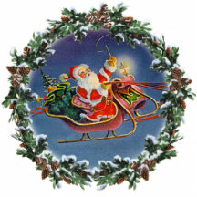 SANTA, SLEIGH & WREATH by SHARON SHARPE Photo Sculpture