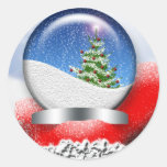 Santa Snowglobe Personalizable Holiday Cards Seals Sticker