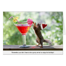 Santa Squirrel Drinking a Cocktail Greeting Card