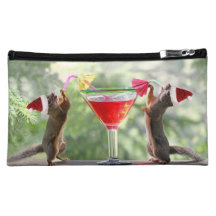 Santa Squirrels Drinking a Cocktail Cosmetic Bag