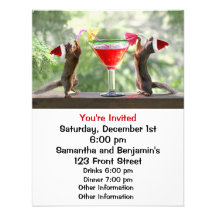 Santa Squirrels Drinking a Cocktail Personalized Announcements