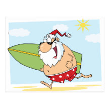 Santa-Surfer-On-The-Beach Post Cards