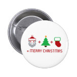Santa + Tree + Stocking = Merry Christmas Pinback Button