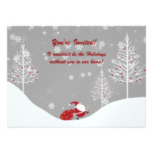 Santa Trees Winter Scene Holiday Party Invitations