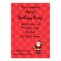 Santa with red snowflakes pattern personalized invites