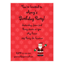 Santa with red snowflakes pattern invites