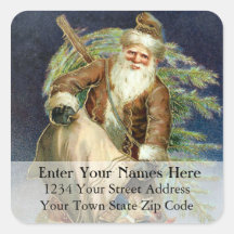 Santa With Toys Vintage Christmas Address Label Stickers