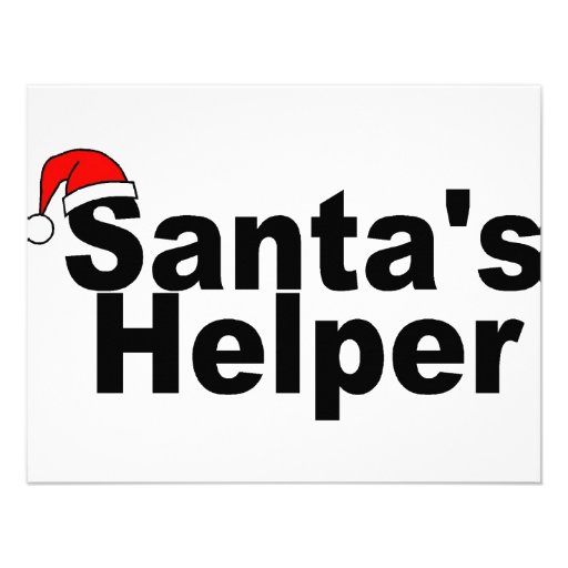 Santas Helper Black Custom Invitations