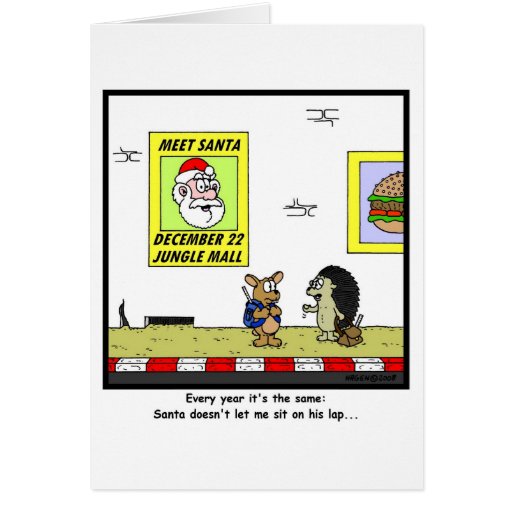 Santa's lap: Hedgehog Cartoon Cards
