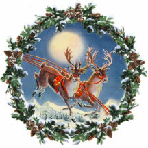 SANTA'S RIENDEER & WREATH by SHARON SHARPE Acrylic Cut Outs
