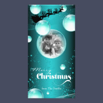 Santa's Sleigh Bubble Christmas Holiday Photo Card photo cards
