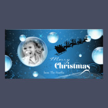 Santa's Sleigh Bubble Holiday Christmas Photo Card photo cards