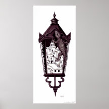 Santorini gekko surreal concept black and white print