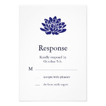 Sapphire Blue Lotus Flower RSVP Custom Invites