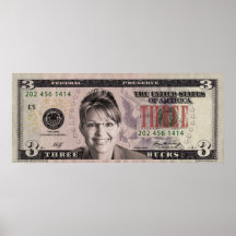 Sarah Palin $3 Bill Poster