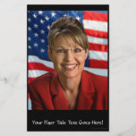 Sarah Palin Picture with Waving Flag Personalized Flyer