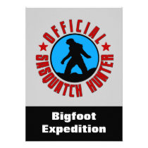 Sasquatch Hunter Funny Invitation to find Bigfoot invitations