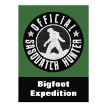Sasquatch Hunter Funny Invitation to find Bigfoot invitations