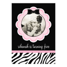 Sassy and Wild Zebra Birthday Party Invitation