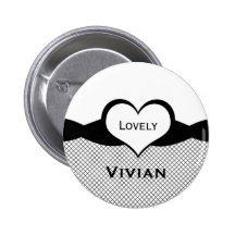 Sassy Heart Fishnet Button, Black and White