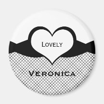 Sassy Heart Fishnet Magnet, Black and White