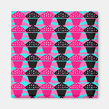 Sassy Hot Pink and Black Cupcake and Zebra Stripe Refrigerator Magnets