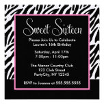 Sassy Pink and Black Zebra Print Announcements