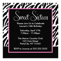 Sassy Pink and Black Zebra Print Announcements