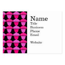 Sassy Pink and Purple Cupcakes on Black Business Card Templates
