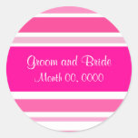Sassy Pink Stripe "Save the Date Sticker"