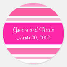 Sassy Pink Stripe "Save the Date Sticker"