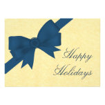Satin Ribbon & Bow Holiday Party Invite, Blue