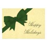 Satin Ribbon & Bow Holiday Party Invite, Green
