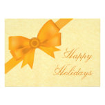 Satin Ribbon & Bow Holiday Party Invite, Yellow