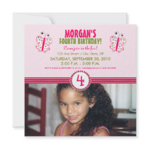 Satin Ribbon Butterfly Birthday Party Invite: pink