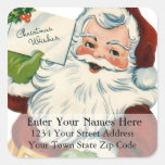 Satnas Christmas Wishes Vintage Address Label Square Sticker