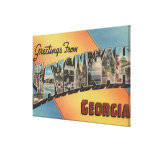 Savannah, Georgia - Large Letter Scenes Stretched Canvas Prints