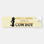 Save a horse ride a cowboy bumper stickers