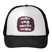 Save Our Skate Park! Text against red blue back Trucker Hat