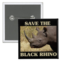 Save the Black Rhino Buttons