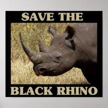 Save the Black Rhino Print