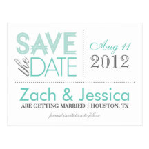 SAVE THE DATE | AQUA & GRAY POST CARD