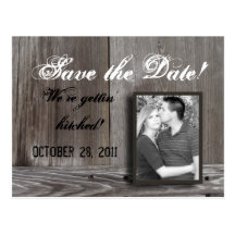save the date barn wood postcard