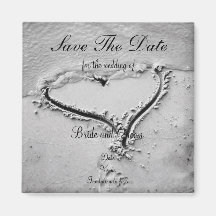 Save the Date Beach Heart Refrigerator Magnets