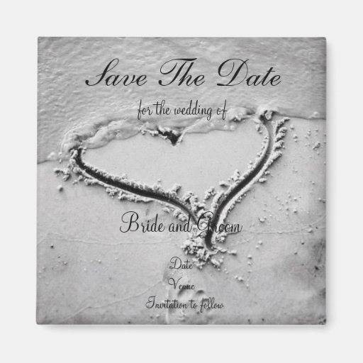 Save the Date Beach Heart Refrigerator Magnets
