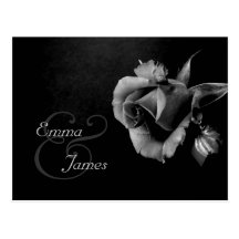Save the Date Black and White Rose Postcard
